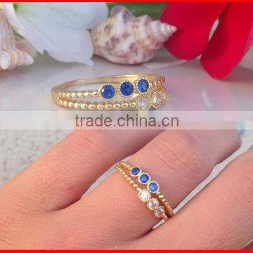 fashion 925 sterling silver vermeil three stone simple stone ring designs