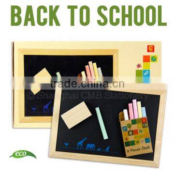 Back to school wood small blackboard set with chalks and dusters