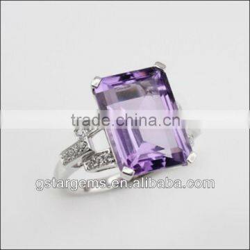 2013 Hot Item 925 Sterling Silver Natural Amethyst Ring Gemstone Jewelry