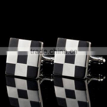 Men's Silver Black Enamel Cufflinks