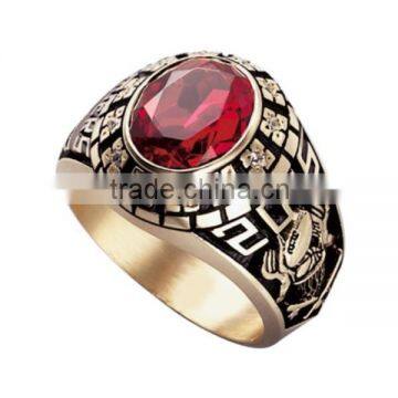 RED Gemstone high school graduation rings with gold plated