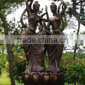 Bronze dancing female figures sculpture