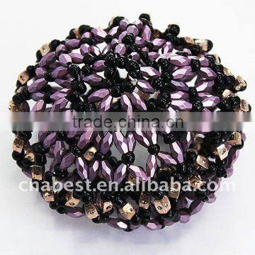 fashion scrunchies with black and purple beads,hairband