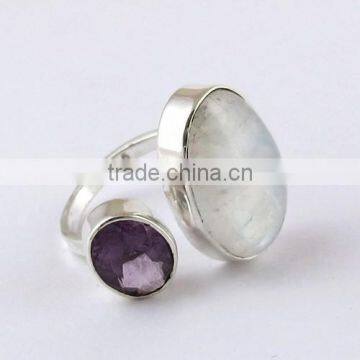 Love Of Power Rainbow Moonstone & Amethyst 925 Sterling Silver Ring, Handmade Silver Jewelry, Wholesale Silver Jewelry