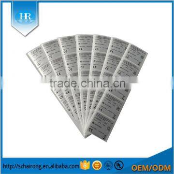 Hairong UL Matte Silver Logo Sticker Adhesive
