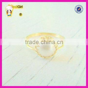 Beautiful 14K gold plated ladies gold finger ring, princess design fashion moonstone rings