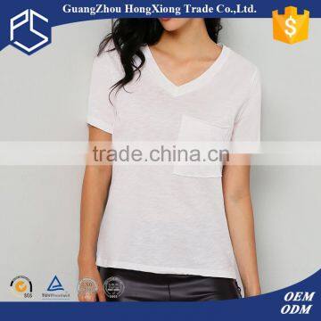 Guangzhou Hongxiong OEM cheapest price white V neck t shirts 1 euro