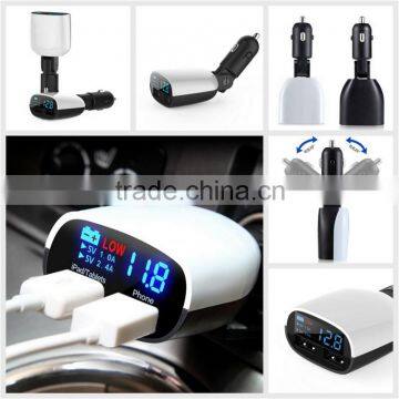 Free Sample Wholesale Car Charger LED Display Dual USB Car Charger Mini 5V 3.4A 12v Car Battery Charger