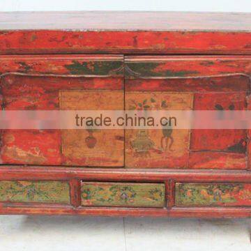 Chinese Mongolia Antique Furniture Painting Cabinet