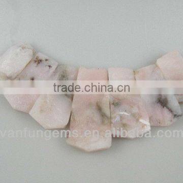 A grade Pink Opal rectangle freeform besds for necklace