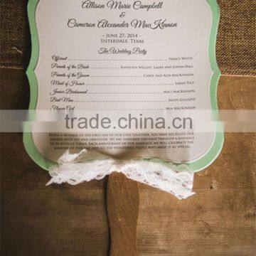 Lovely & personalized white &mint ice-cream shaped wedding invitations with white laces