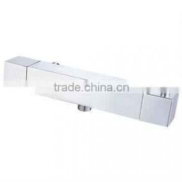 High Quality Brass Square Thermostatic Shower Mixer, Chrome Finish and Wall Mounted, Downward Screw Spout