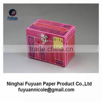 decorative metal lock cardboard recipe storage box with cards                        
                                                Quality Choice