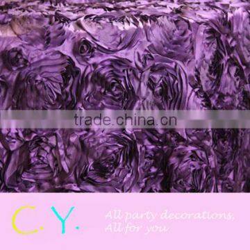 Rosette Satin Tablecloth-Plum/Eggplant