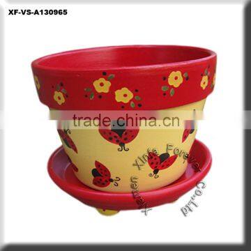 beautiful ceramic ladybug planter pot with saucer