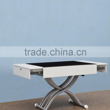 Multifunction lift coffee table adjustable tea table design expandable tempered glass folding dining tables