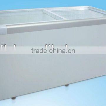 303L flat glass door freezer with thick aluminum door frame,showcase freezer,chest glass door freezer