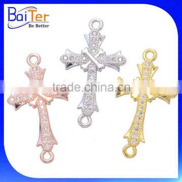 Fashion White Gold Plated Pave Cubic Zircon CZ 925 Sterling Silver Cross Pendant Necklace Pendant photo-2