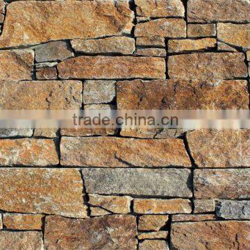 rusty quartz stacked stone veneer with mesh backing
