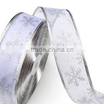 Wired Organza Ribbon/ Silver Organza Ribbon/silver Metallic Ribbon Wholesale photo-2