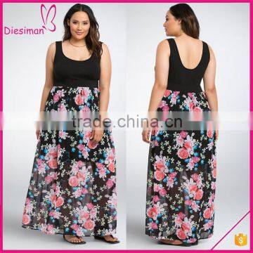 Floral Print Chiffon Bohemian Wholesale Plus Size Maxi Dress