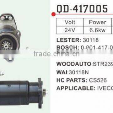 Iveco Starter Motor Lester 30118 Bosch 0-001-417-005 Woodauto STR2390 Wai 30118N CS526