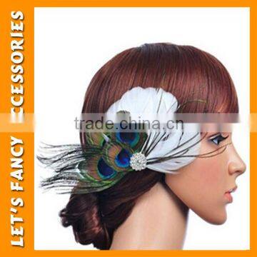 PGHD0310 Eye peacock feather hair clip bohemian feather fascinator