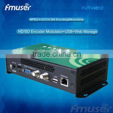 FUTV4658 DVB-C(QAM)/DVB-T/ATSC/ISDBT MPEG-4 AVC/H.264 HD Encoder Modulator (Tuner,HDMI,YPbPr/CVBS(AV)/S-Video in; RF out) with U