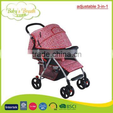 BS-07B wholesale adjustable 3-in-1 softextile baby stroller pram 2016