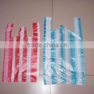 Affordable stripe plastic T-shirt plastic bags on roll for food package suitable for grocery