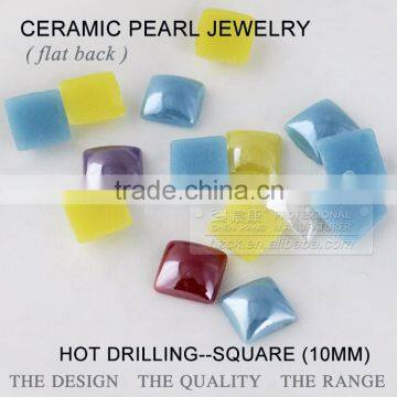 hot fix ceramics pearl 10*10mm square flat back ceramic Rhinestone factory direct on sales