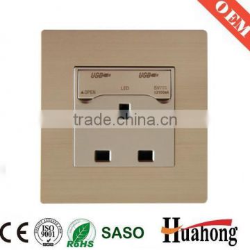 13A Aluminium USB wall socket for Hotel and villa