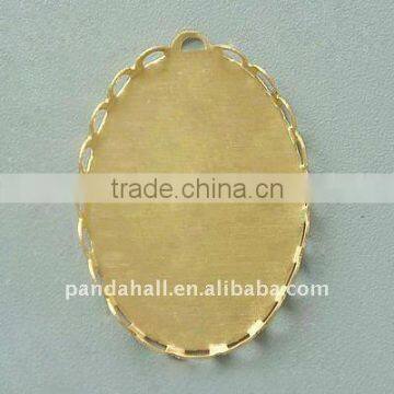 Brass Cabochon Settings, Oval, Unplated, about 13x18mm(KK-C2896A-C)