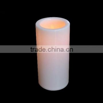 Yellow flicker flame 6 inch led glow pillar candle light with timer for home reflection