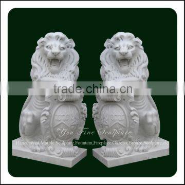 Hand Carved Garden Stone Lion Sculpture Sitting