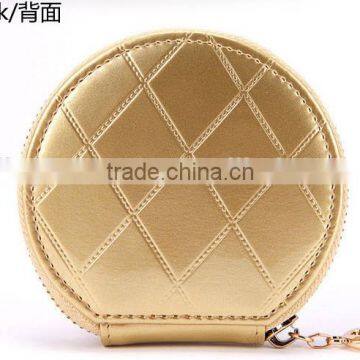 High Quality Wallet Round Shape Zipper Coin Purse Leather Wallet With Chain photo-2