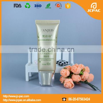 Beautiful cosmetic oval plastic tube with acrylic cap for BB cream