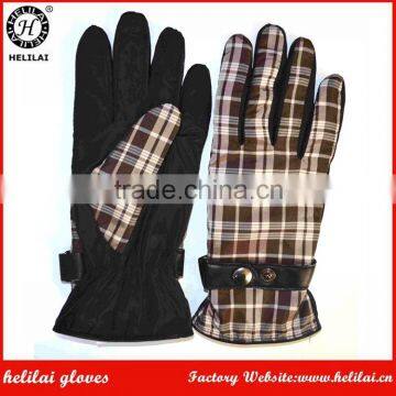 Wholesale Ladies Checked Nylon Gloves with Buckle Trimming