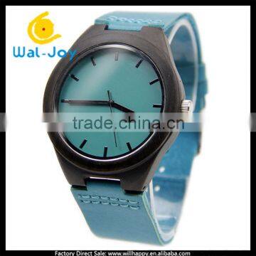 WJ-5362 colorful casual genuine leather strap attractive hot wooden dial men watch