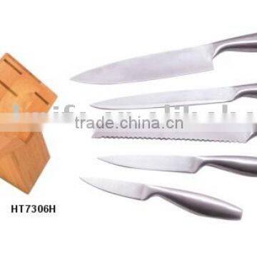 Stainless Steel Knife Set -6Pcs With Wooden Block