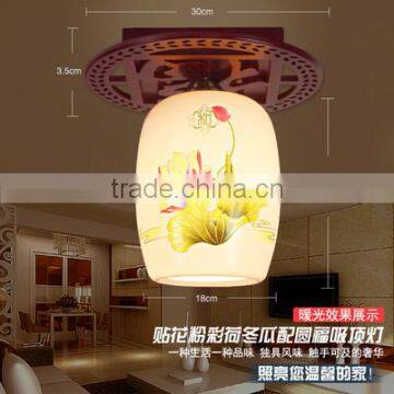 Chinese-made Flower Shade Modern Ceramic Energy Saving Ceiling Lamp Porcelain Wooden Light photo-4