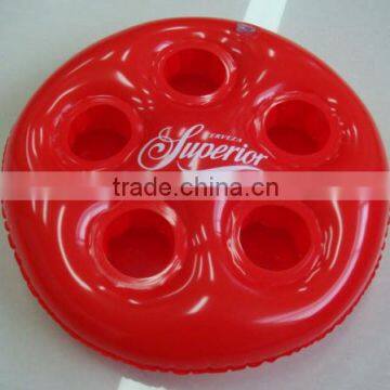 round shape red inflatable can holder with logo printed for advertising