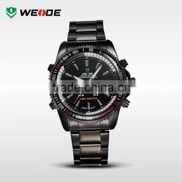 Military Army WEIDE Analog Digital LED Stainless Steel Blue Date Day Alarm 3 ATM Sport Quartz Wrist Men's Watch WH-903B-1