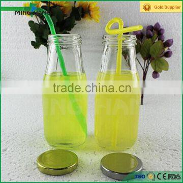 300ml beverage glass bottle milk bottle with metal lid