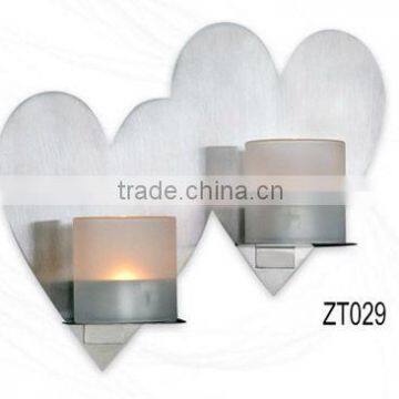 Stainless Steel Heart-Shape Wall Sconce Candle Holder (Set of 2)