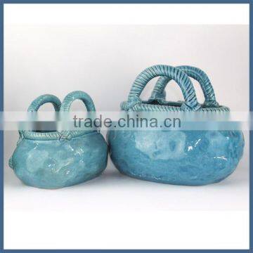 Fancy Antique Christmas Decorative Flower Basket Vase Ceramic photo-2