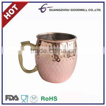 Stainless steel hammered copper plated moscow mule mug