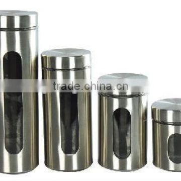 Stainless steel surface covering glass storage containers