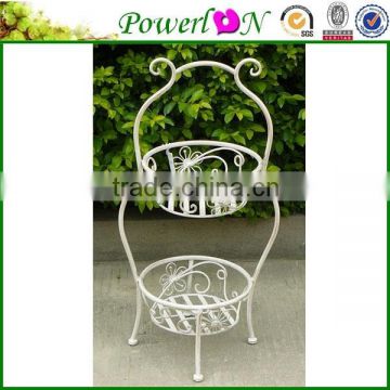 Antique Wrough Iron Hand Crafted 2 Tier Plant Pot For Patio Garden Backyard I23M TS05 X00 PL08-5838