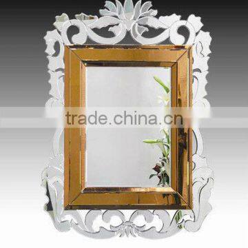 Handmade New No-etching 2 color-mixed Venetian Glass Mirror, Silver and Copper Colored